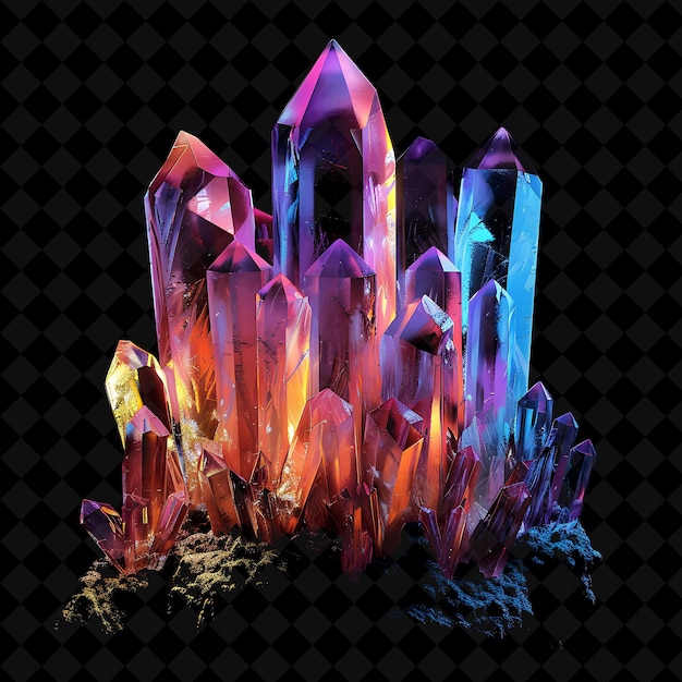 Ethereal Crystal Cavern Gate With Gemstone Formations and Gl PNG Y2K Shape Neon Color Collection