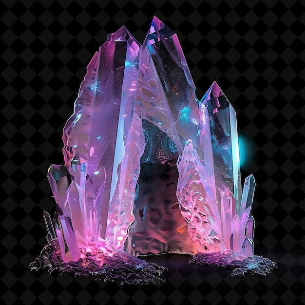 Ethereal Crystal Cavern Gate With Gemstone Formations and Gl PNG Y2K Shape Neon Color Collection