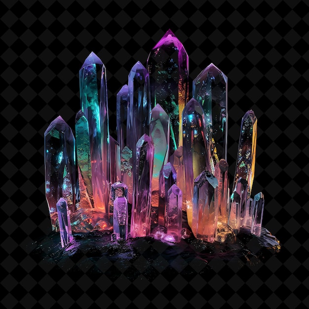 Ethereal Crystal Cavern Gate With Gemstone Formations and Gl PNG Y2K Shape Neon Color Collection