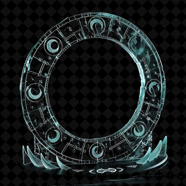 Ethereal Moon Gate With Lunar Phases and Celestial Symbols M PNG Y2K Shape Neon Color Collection