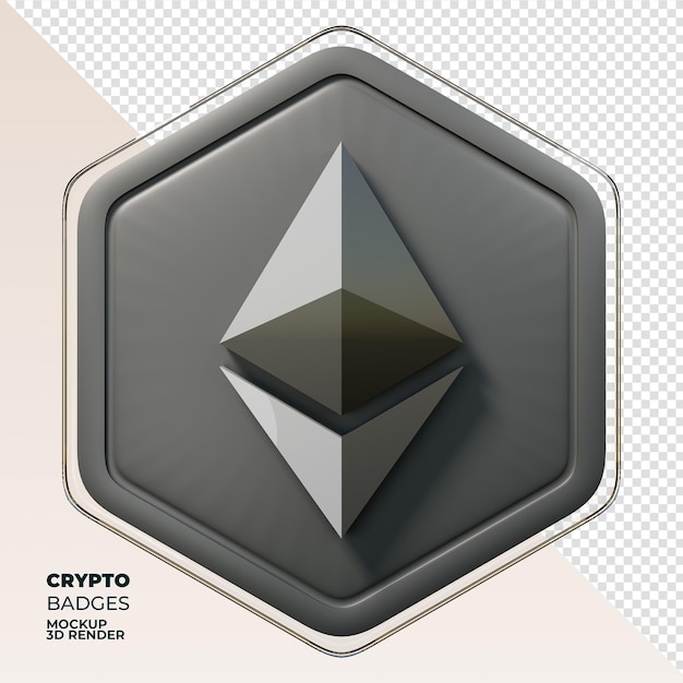 Ethereum Badge 3D rendering coin