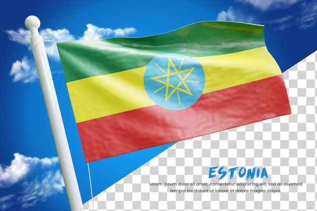 Ethiopia realistic flag 3d render isolated or 3d Ethiopia waving flag illustration