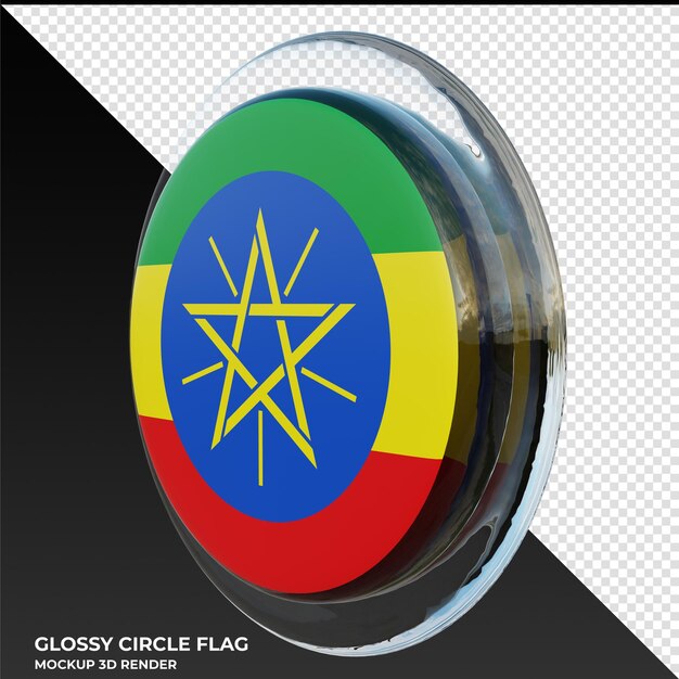 Ethiopia0002 Realistic 3d textured glossy circle flag