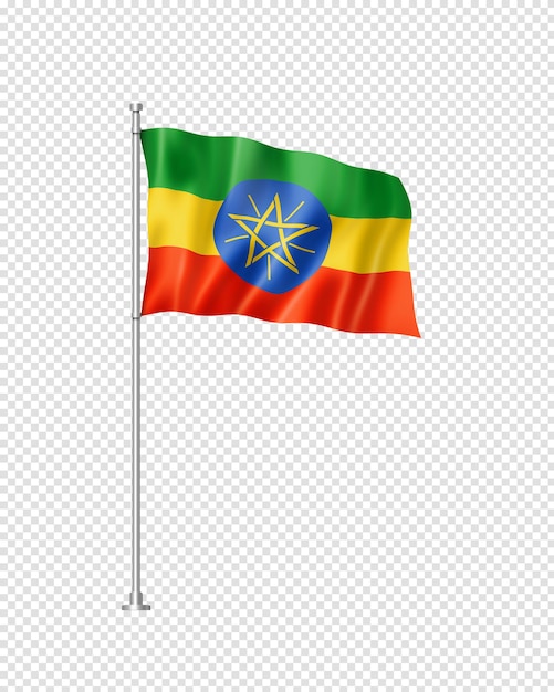 Ethiopian flag isolated on white