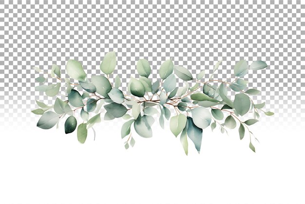 PSD eucalyptus watercolor seamless border set for sage green wedding invitations