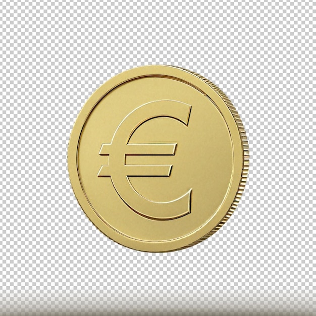 PSD euro gold coin isolated on transparent background