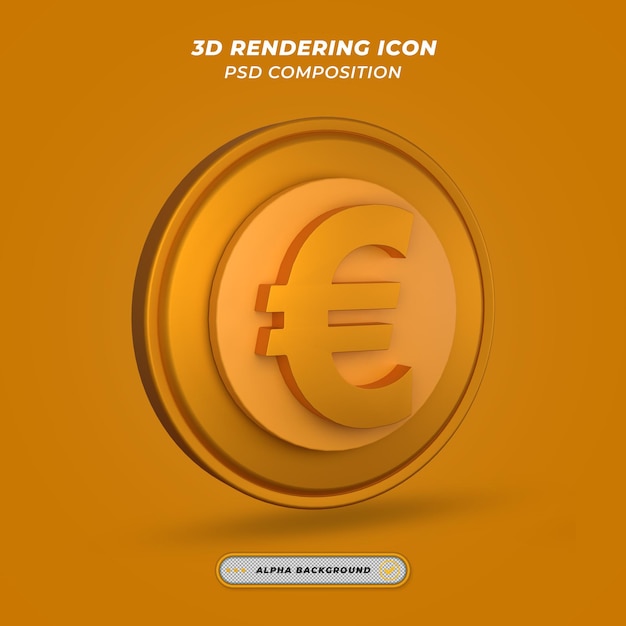 Euro Symbol Icon in 3D Rendering