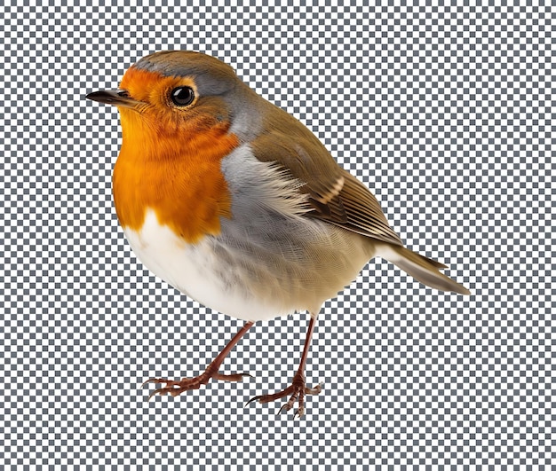 European robin on isolated transparent background background