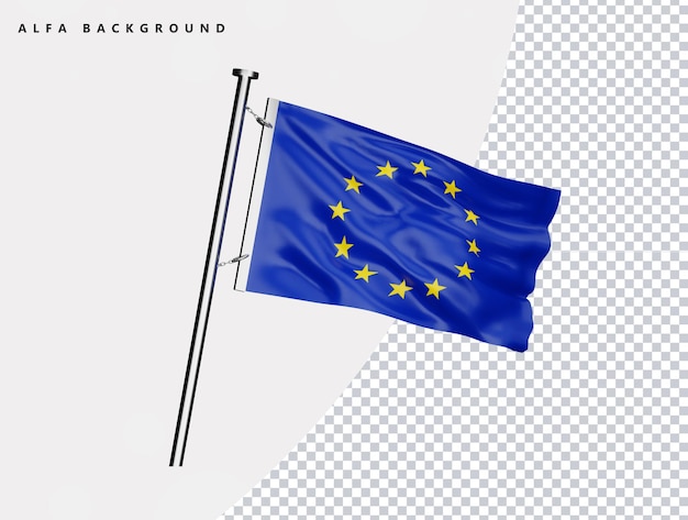 European union high quality flag in realistic 3d render