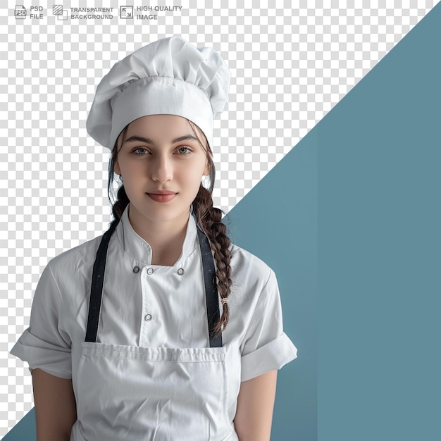 European woman chef or cook psd transparent white isolated