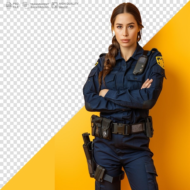 European woman police officer psd transparent white isolated