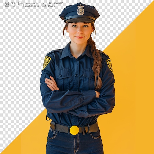 European woman police officer psd transparent white isolated