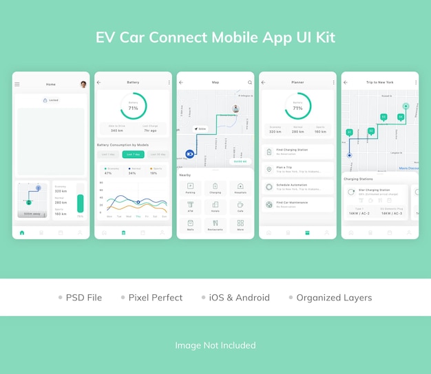 EV Car Connect Mobile App UI Kit