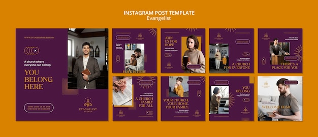 PSD evangelist religion and spirituality instagram posts collection