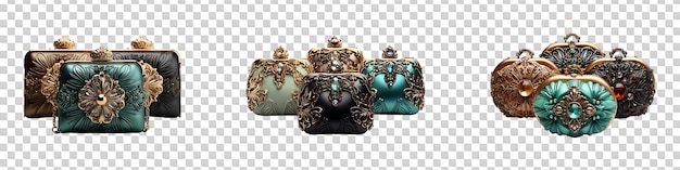 PSD evening bags isolated on transparent background