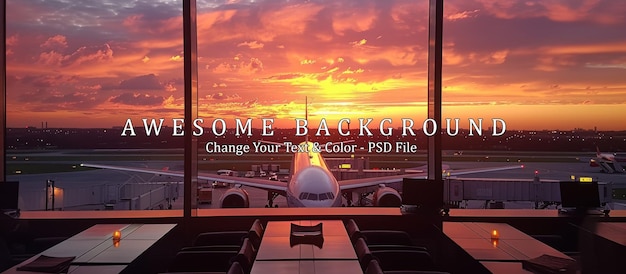 Evening View of Airplane from Airport Lounge