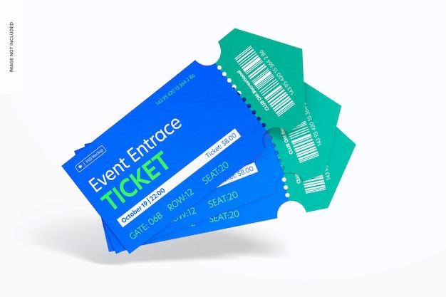 Event Entrance Tickets Mockup, Falling