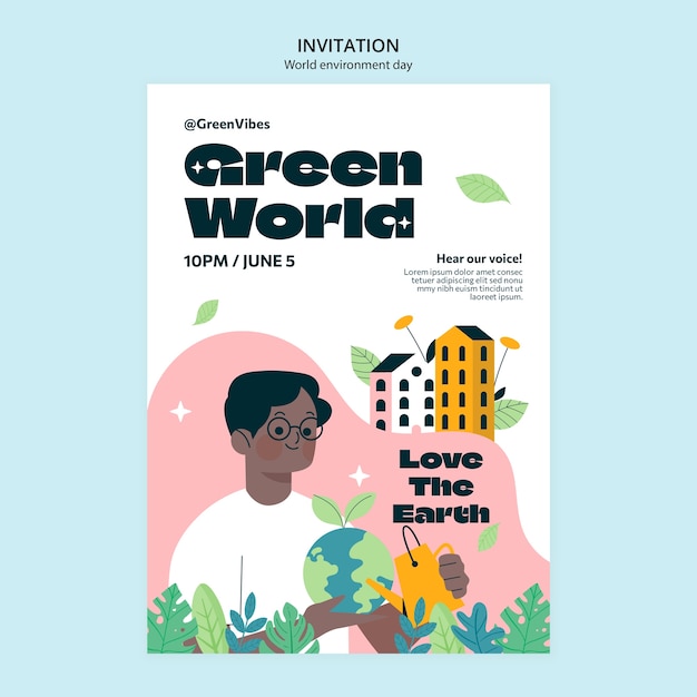 PSD event invitation template for world environment day celebration