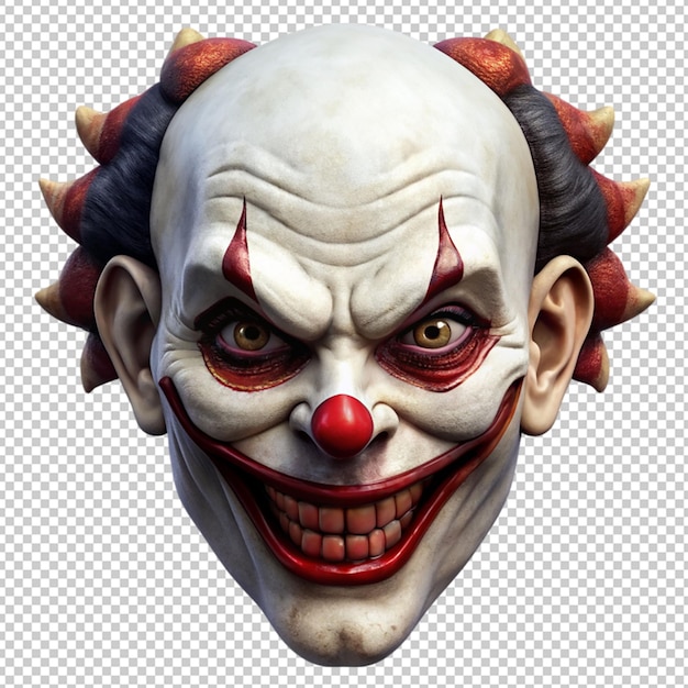 PSD evil clown mask isolated on transparent background