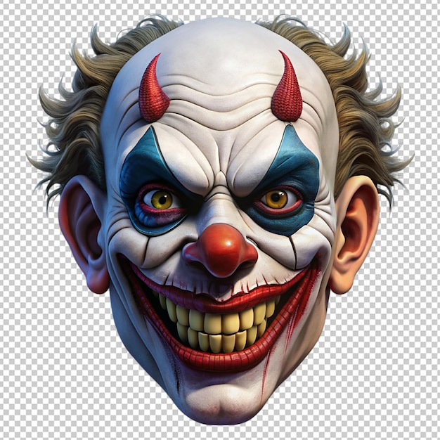 PSD evil clown mask isolated on transparent background