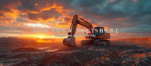 excavator at sunset