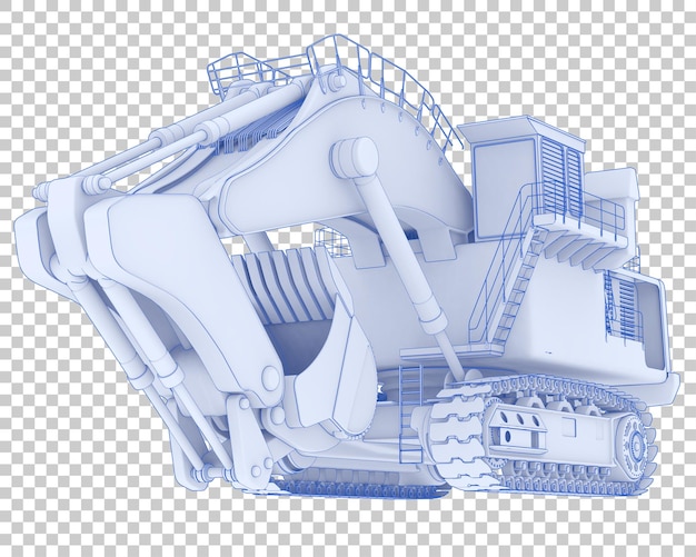 PSD excavator on transparent background 3d rendering illustration