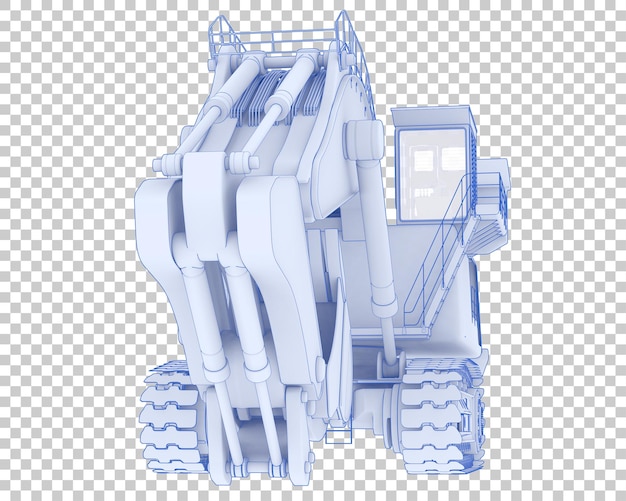 Excavator on transparent background 3d rendering illustration