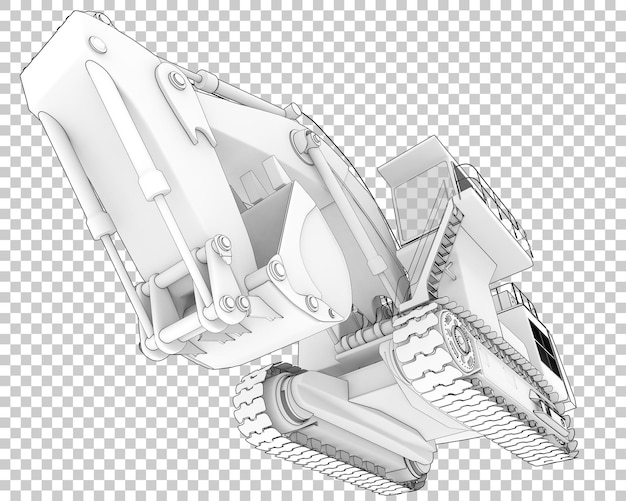 Excavator on transparent background 3d rendering illustration