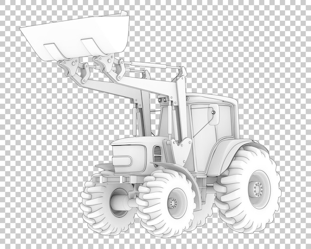 Excavator on transparent background 3d rendering illustration