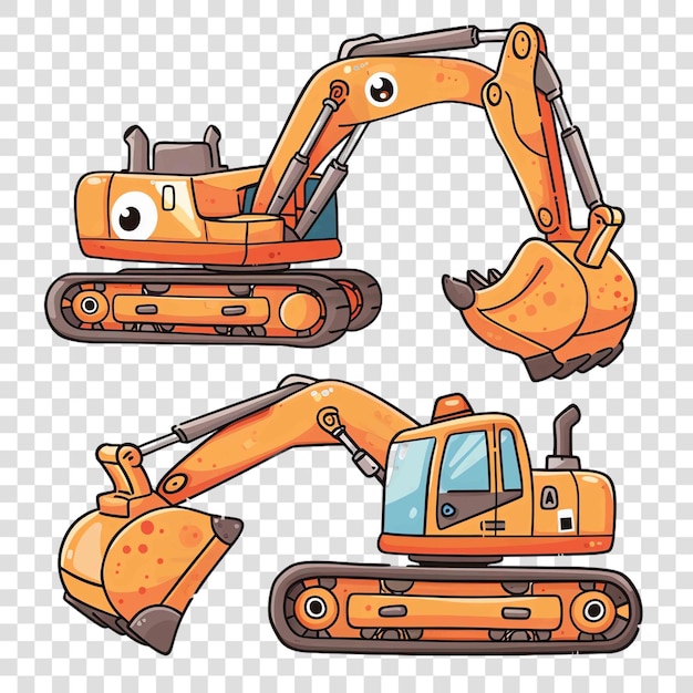 PSD excavators transparent background watercolor clipart