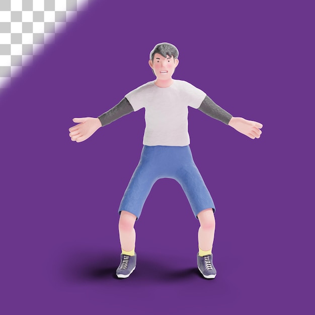 Excited Young teenager Boy with open arms 3D Illustration