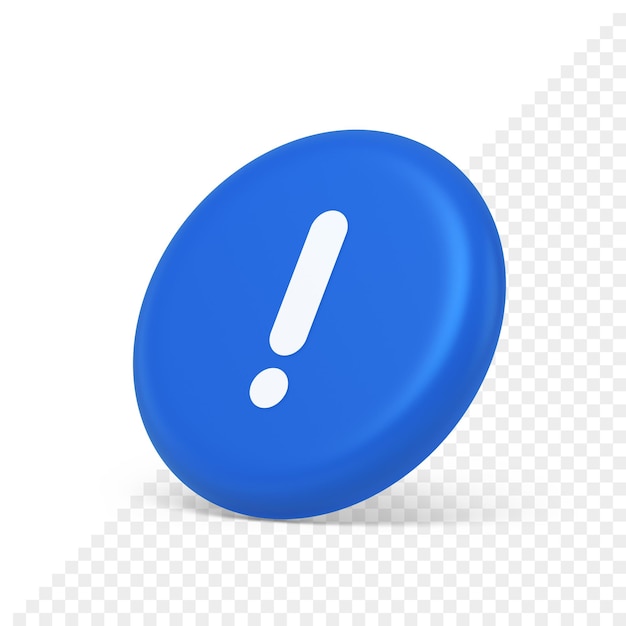 Exclamation mark keyboard button important attention point cyberspace communication 3d side view icon