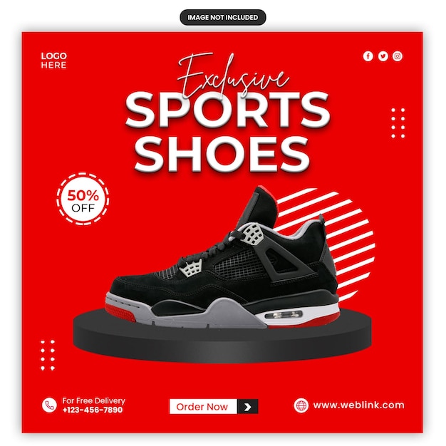 Exclusive collection sports shoes social media promotion instagram post design template