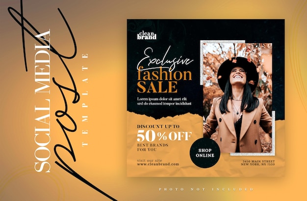 Exclusive fashion sale social media post design template