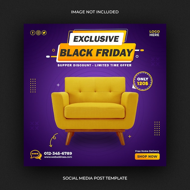 Exclusive furniture black friday sale social media post banner