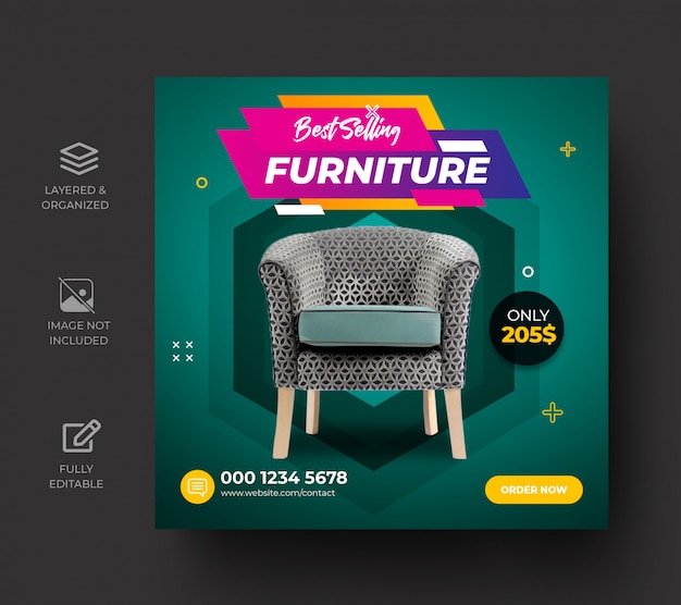 Exclusive furniture sale social media banner template