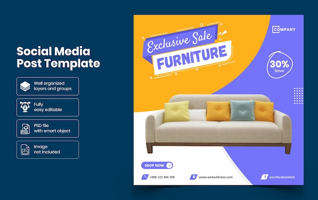 Exclusive furniture social media banner template