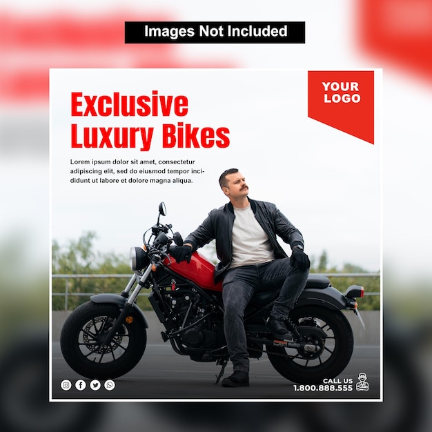 PSD exclusive luxury biker time social media post design