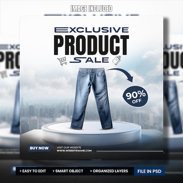 PSD exclusive product sale pant social media post template design