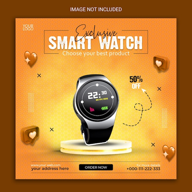 PSD exclusive smart watch social media banner.