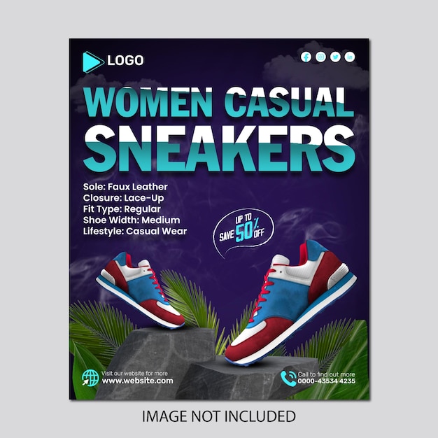 Exclusive sneakers shoes collection for men social media post banner template design