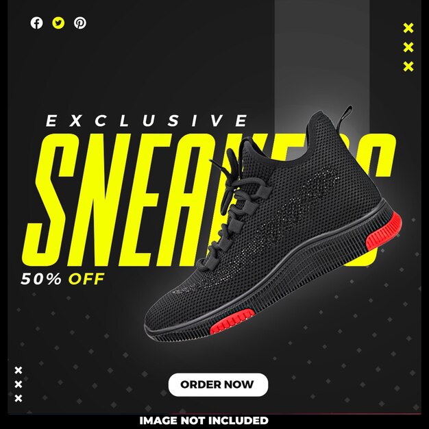 PSD exclusive sneakers social media post template design