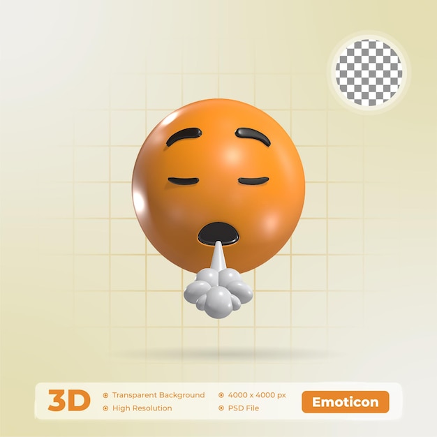 Exhaling Face 3D Emoticon Icon