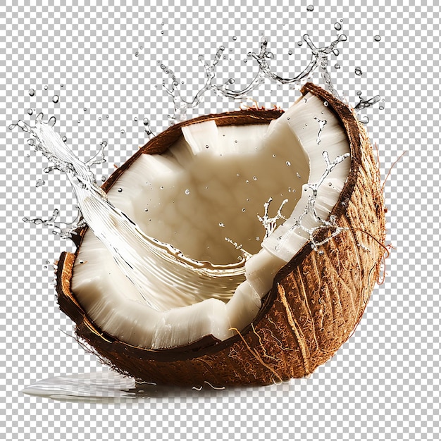 Exotic coconuts and splashes of milk isolated