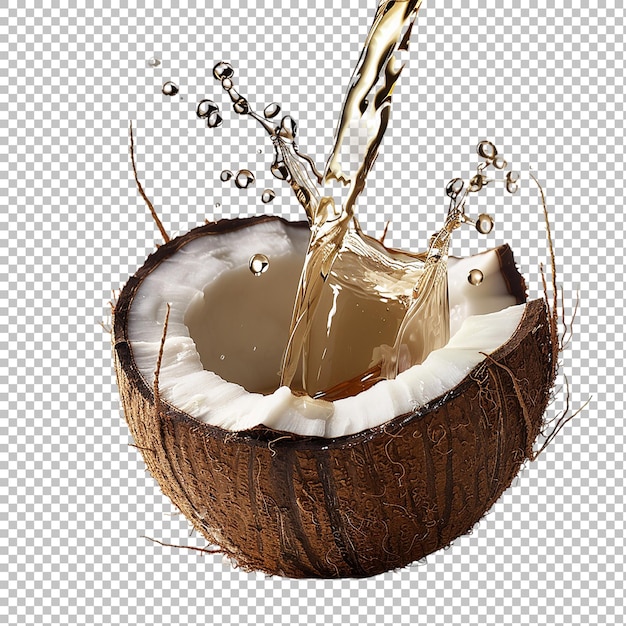 PSD exotic coconuts and splashes of milk isolated