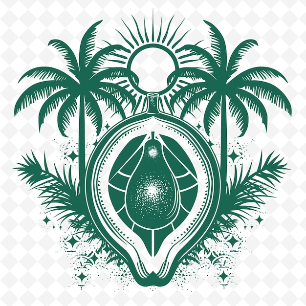 Exotic Papaya Crest Logo With Decorative Palm Trees and a Su Creative and Minimalist Vector Designs