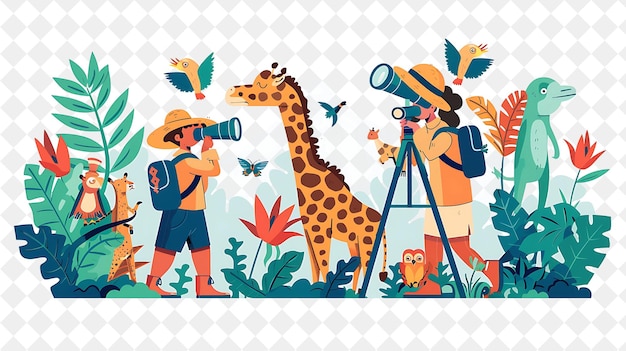 Exotic Safari With Explorer Characters Having a Wildlife Spo People Life Style Flat Illustration