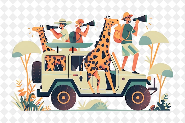 Exotic Safari With Explorer Characters Having a Wildlife Spo People Life Style Flat Illustration