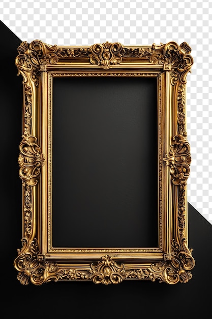 Expensive Looking Golden Vintage Frame Isolated on Transparent Background