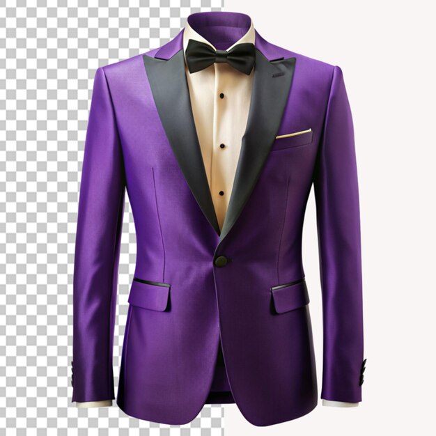 PSD expensive purple color tuxedo suit isolated on transparent background